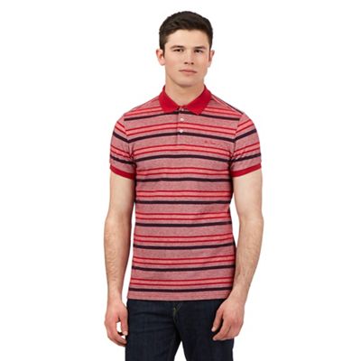 Ben Sherman Big and tall red striped pique polo shirt